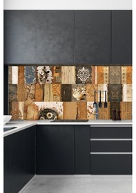 Resim MSticker Mutfak Tezgahı Arası Folyo Kaplama Laminasyonlu Geometrik Vintage 2 