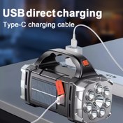Resim Super Parlak USB Şarj Edilebilir Güneş Kamp Lambası - Tip-C Şarjlı, 1800mAh Lityum Pil, Yürüyüş, Sırt Çantası ve Acil Durum Hazırlığı için İdeal, Enerji Tasarruflu LED El Feneri, Kamp Temel Aksesuarları | Silindirik Işık | Hafif Tasarım, Kamp Aksesuarları 