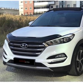 Resim MKG Hyundai Tucson 2016 - 2020 Ön Kaput Koruyucu Rüzgarlığı Piano Black 3.2 Mm Kalın Plastik 