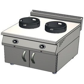 Resim Karacasan Endüstriyel 900 Seri Dolaplı 80 Cm 2 Gözlü Lpg Tüplü Wok Ocak 