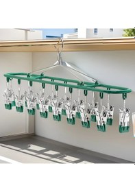 Resim Konesam Stainless Steel Çamaşır Kurutma Rakası, 18 lı Gömlek Çorap İç Giyim Tutucu, Balkon Odası Uygun, Dayanıklı Ve Çok Fonksiyonlu Mavi 