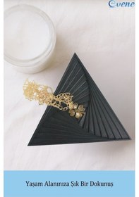 Resim Dekoratif Kase Takı Kutusu Yüzük Kolye Kutusu Mum Tabağı Takı Organizer Üçgen - Siyah 