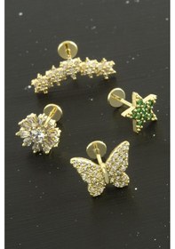 Resim Flzdgnkr Tragus Zirkon Taşlı Piercing 1 Adet-sarı Çok Renkli 