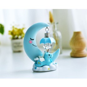 Resim hediyesahibi Dekoratif Ay Dede Ve Minik Unicorn Temalı Masa Lambası Ve Biblo 