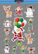 Resim STİCKERCI BEY YILBAŞI - KARDAN ADAM - NOEL BABA - KAR TANESİ ARMA FOSFOR STİCKER SETİ 
