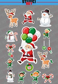 Resim STİCKERCI BEY YILBAŞI - KARDAN ADAM - NOEL BABA - KAR TANESİ ARMA FOSFOR STİCKER SETİ 