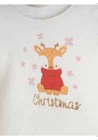 Resim Kız Bebek Organik Yılbaşı Temalı Etekli Takım-16443 Kırmızı 