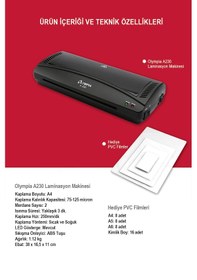 Resim Olympia A230 A4 Pvc Laminasyon Makinesi + 40 PVC Filmi 