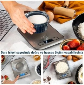 Resim Bluefox Dijital Mutfak Terazisi - Paslanmaz Çelik Yüzeyli Hassas Mutfak Tartısı - Dara Işlevi, Led Ekran, 5 Birim Dönüştürme Ve Otomatik Kapanma Özellikli - 5 Kg Tartı Kapasitesi 