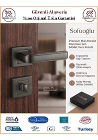 Resim Sofuoğlu Seyhan Rozetli Kapı Kolu - Mat Antrasit - Wc Banyo 