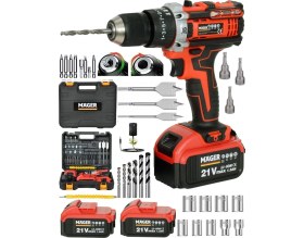 Resim Xr LED Işıklı 5 Pilli Darbeli Çift Akülü 30 Parça Set Hediyeli Çantalı Akülü Vidalama Şarjlı Matka 