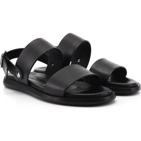 Resim Gönderi(r) Erkek Siyah Tokalı Hakiki Deri Comfort Sandalet 