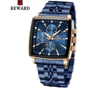 Resim Lumaworld Reward Rectangle Erkek Kol Saati Rose Golden Blue Hesap Makinesi Kronograf Multifonksiyonel Kuvars Altın 