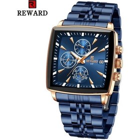 Resim Lumaworld Reward Rectangle Erkek Kol Saati Rose Golden Blue Hesap Makinesi Kronograf Multifonksiyonel Kuvars Altın 