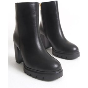 Resim Feles Kalın Topuklu Oval Burun Kadın Bot Siyah 