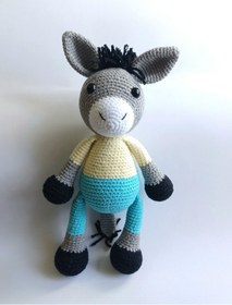 Resim örgü Amigurumi eşek oyun arkadaşı 23cm 
