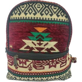 Resim Anatolian Carpet Hand Made Design Sırt Çantası - Heybe Çanta - Small Kilim Bordo 