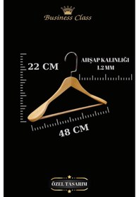 Resim Elbise Askısı Business Class 48 Cm Krom İtalyan Kanca Masif Ahşap Palto Ceket Askısı 10 Adet Diğer 