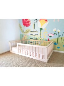 Resim Montessori Yatak Ahşap Çocuk Yatak 