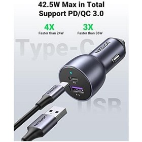 Resim 52.5 W Çift Port Usb C-usb A Pd-qc Hızlı Araç Şarj Cihazı 