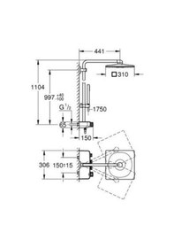Resim Grohe Euphoria Smartcontrol System 310 Cube Duo Duvara Monte Termostatik Bataryalı Duş Sistemi - 26508gn0 Gri - Gümüş 