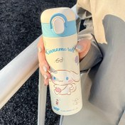 Resim 1 adet Sanrio için cinnamoroll Paslanmaz Çelik İzoleli Termos 420ml - Sızdırmaz, Tekrar Kullanılabilir, Sevimli Karikatür Tasarımı, Hasır ve Sap ile, Mükemmel Doğum Günü Hediyesi, Elde Yıkanabilir, Sevimli Su Şişesi 