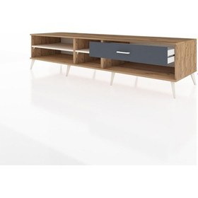 Resim Kronos Tv Ünitesi 2 Raflı Tek Çekmeceli 220x59x51 Çam-aytaşı/antrasit Aytası/antrasıt - Atlas Çam 