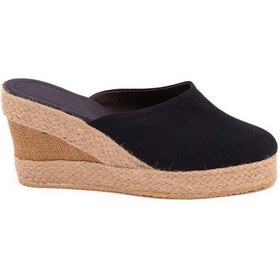 Resim Star Tombis Gerçek Elişi Platformlu Burnu Kapalı Elişi Hasır Keten Sabo Terlik Handmade Siyah 