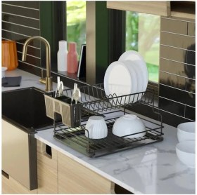 Resim Geseus Home Iki Katlı Tabaklık Bulaşıklık Krom Siyah KB005S 