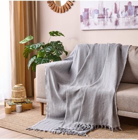 Resim Soft Koltuk Şalı - Gri - 180x210 Cm Çok Renkli 