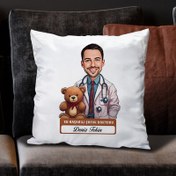 Resim En Başarılı Erkek Çocuk Doktoru Karikatürlü Yastık 