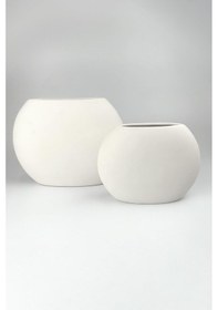 Resim Yatay Vazo Seramik Bisküvi - Küçük Ham Ürün 