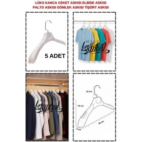 Resim Ceket Askısı 45 Cm Beyaz Abs Plastik Özel Kancalı Palto Elbise Askısı Gardırop Mağaza İçin 5 Adet Diğer 