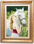 Resim İran Tablo Halı At Ve Kız 53x78 Cm 