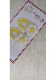 Resim Amigurumi Toka - Çıtçıtlı El Örgüsü Toka 1 Çift Açık Sarı 