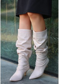 Resim Zelya Bej Cilt Topuklu Çizme Resimdeki Renk 