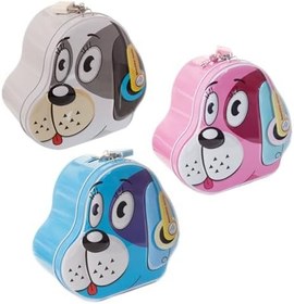 Resim Köpek Tasarımlı Kilitli Metal Kumbara - Çocuk Kumbara - Doğum Günü İçin Özel Hediye - Birikim İçin Başlangıç 