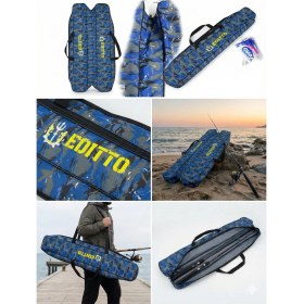 Resim Editto Mavi Kamuflaj Desenli Çift Gözlü Körüklü Olta ve Kamış Taşıma Çantası (118 Cm) 