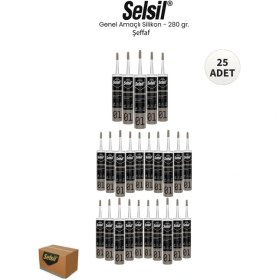 Resim Selsil Genel Amaçlı Şeffaf Silikon 280 Gr. - 25 Adet Şeffaf 