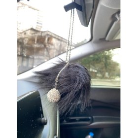 Resim Mini Disko Toplu Tuylu Ponpon Dikiz Ayna Susu Siyah 