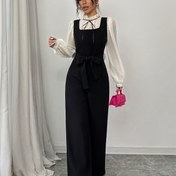 Resim Kadınların Şık Renk Bloklama Gömlek ve Tulum Takımı 