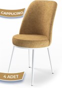 Resim Canisa Dexa Serisi, Üst Kalite Mutfak Sandalyesi,4 Adet Cappucino Sandalye, Metal Beyaz Iskeletli 