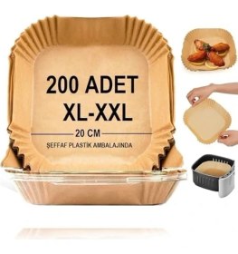 Resim Esmo Home Airfryer Pişirme Kağıdı,xl-Xxl Büyük Boy, Kare, 200 Adet Hava Fritöz Parşömen Fırın Kağıdı Tek Kullanımlık Kağıt Fırın Fritöz Pişirme Kızartma Tavası Için Uygun 20CM 