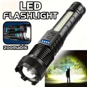 Resim Ultra-Bright LED El Feneri, Şarj Edilebilir Spot Fener, 7 Aydınlatma Modu, Type-C USB Hızlı Şarj, 18650 Lityum Pil, Taşınabilir Elde Taktiksel Fener, Açık Acil Aydınlatma Cihazı 