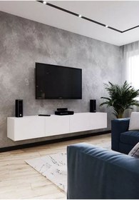 Resim MAC DİZAYN Mac Dizayn Milas Tv Ünitesi Tv Sehpası Beyaz Parlak Mdf 240 Cm 