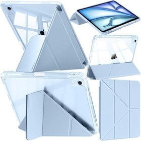 Resim UnDePlus iPad 11.Nesil A16 11inç/10.Nesil 10.9inç ile uyumlu Kılıf Mika Trifolding Şeffaf Kalem Bölmeli 