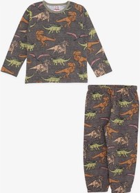Resim Breeze Girls & Boys Erkek Bebek Pijama Takımı Dinozor Desenli 9 Ay-3 Yaş, Antrasit-antrasit Antrasit 