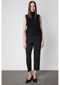 Resim On Fashion Omuzları Taşlı Boğazlı Kadın Siyah Kazak 63382 Siyah 