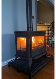 Resim Retro Lüx-yk 3 Camlı Yan Kapaklı Şömine Döküm Soba 