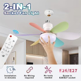 Resim XBATE 41.91/52.07cm LED Akıllı Fan Işığı Uzaktan Kumanda ile, 3 Renk 3 Hız, Zamanlama Fonksiyonu, Süper Sessiz ve Büyük Hava Hacmi, 2-In-1 E26/27 Tavan Fan Işığı Mutfak, Yatak Odası, Balkon, Oturma Odası, Çamaşır Odası için - Pratik Mesafe İşlemesi, Tavan Fan Işığı, Yatak Odası Aydınlatması, Modern Aydınlatma, Kolay Kurulum 